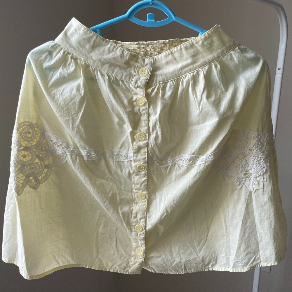 Free People Yellow Knee Length Skirt XS